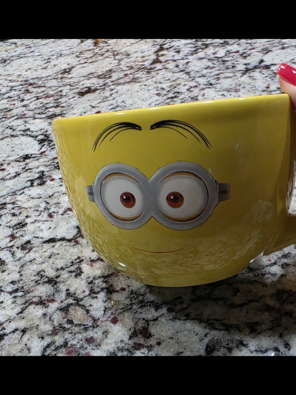 Universal Yellow Ceramic Character Mug with Silver Goggle Accents